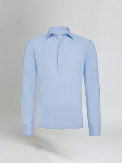 Linned Pop-over Skjorte - Lysblå