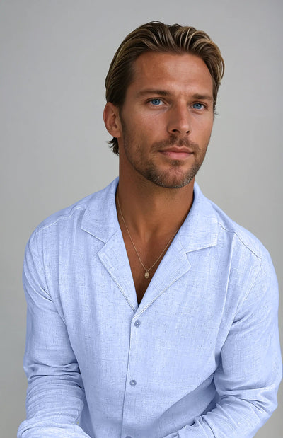 Linned Beach Skjorte - Lysblå